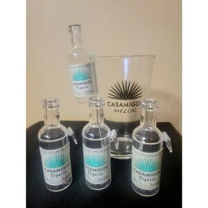 Set of 4 Casamigos Tequila Plastic Mini Bottle Sidecar Shot Bottles New Barware
